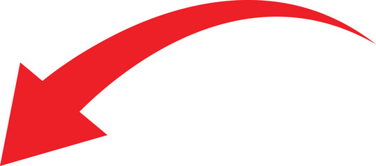 Red Curved Arrow Pointing Downwards Keywords: arrow, red, down, pointing, curve, direction