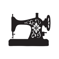 Sewing machine silhouette. Vector illustration on a white background.
