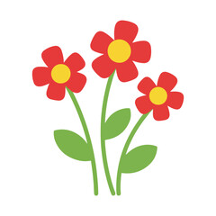 Simple Red Flowers Icon Minimalist Vector Graphic Isolated