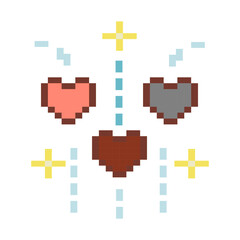 Love Hearts Sparkles Pixel Art