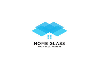 Vector house glass design template, vector house glass logo, glass logo for house building vector
