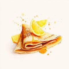 Lemon Pancakes Watercolor Illustration for Pancake Day