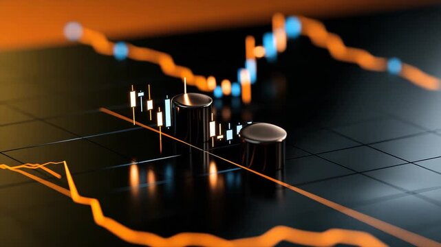 Charts display movements in market prices with bars indicating highs and lows over different time frames of trading sessions
