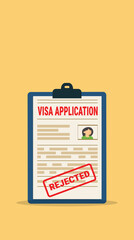 Denied visa application form.Denied application visa. Denied immigration visa 