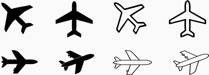 Airplane Icon Set - Minimalist Aviation Symbols Collection