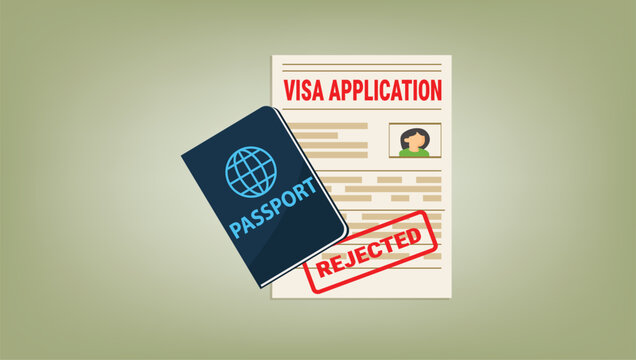 Rejected visa application form.Rejected application visa. Rejected immigration visa