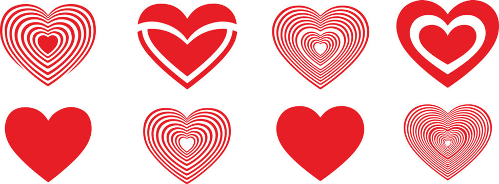 Heart logo vector collection for Valentine&rsquo;s Day with love and cardio health icon concepts.eps