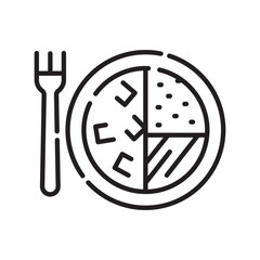 healthy plate black line icon.