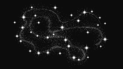 Silver glittering confetti wave and stardust