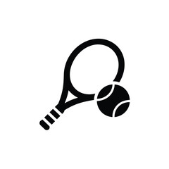 Black silhouette icon depicting a tennis racket and ball