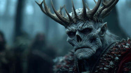 Evil spirit of the forest, undead creature with buck's antlers