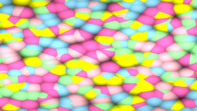 Abstract pastel cellular pattern with soft pink, yellow, blue, and green organic shapes for modern design background