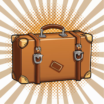 alter brauner Koffer - Cartoon Comic Stil