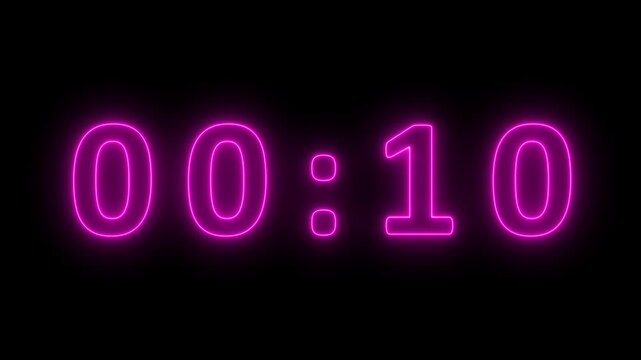 Glowing neon pink digital clock displaying 00 12 with a dark black background and a soft luminous glow effect