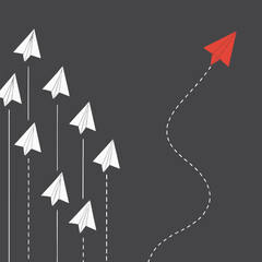 Business Leadership Growth Concept with Paper Planes Vector