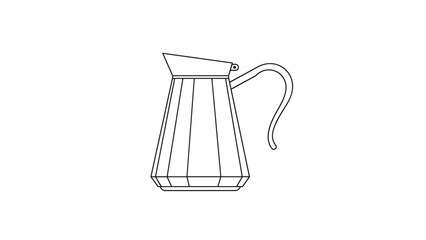 Obraz premium Simple black and white line drawing depicts a glass coffee carafe with a pouring handle used for serving hot beverages and drinks.