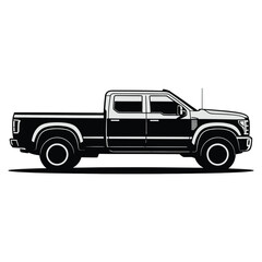 Obraz premium black truck with white outline on white background