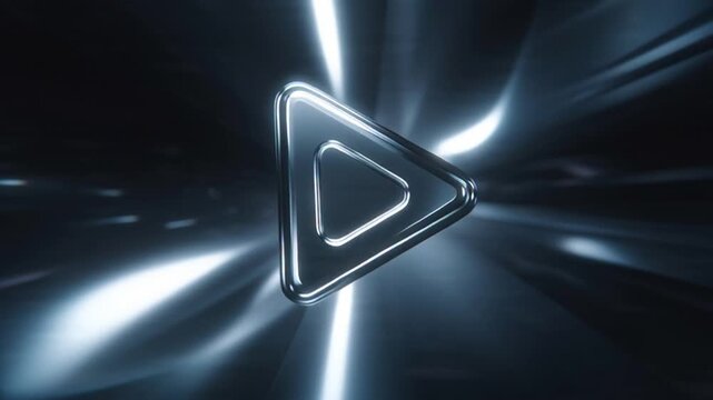 Glowing Triangle Shape in Dark Space with Light Beams