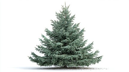 Fototapeta premium An evergreen tree shows its full shape with branches reaching out. The setting is bright and the tree is free of any decorations or objects around it.