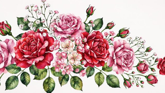 Watercolor floral arrangement for backgrounds, invitations and social media posts