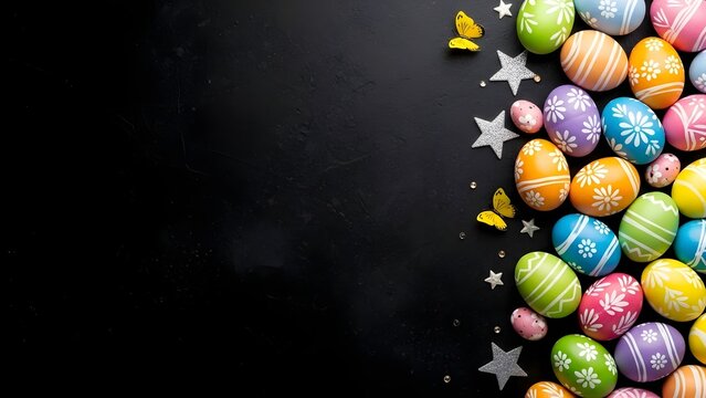 Easter day april 5 celebration with colorful eggs and decorations