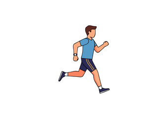 Fototapeta premium Dynamic illustration of a man actively running, embodying fitness, healthy lifestyle, and physical activity, perfect for concepts related to exercise, well-being, and endurance training