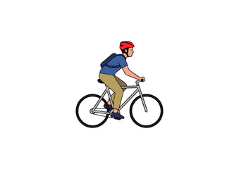 Obraz premium A vibrant illustration depicting an energetic individual cycling on a modern bicycle, embodying healthy living, sustainable urban mobility, and active recreational pursuits