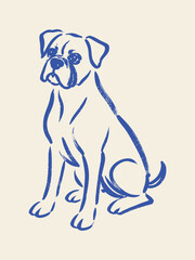 Fototapeta na wymiar Boxer dog sitting hand drawn sketch vector illustration