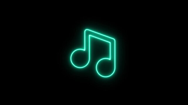 neon glowing music player audio icon on black background sound control media interface animation in 4k