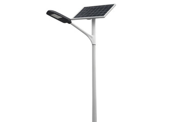 Solar street light generating clean energy on transparent background