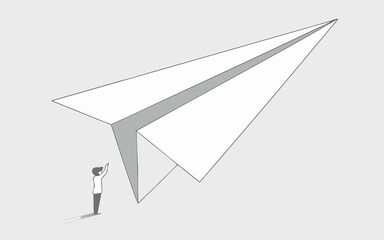 White Paper Airplane Minimalist 3D Concept on Light Background
