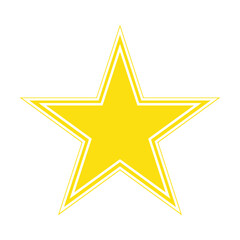 Fototapeta premium Yellow Five Pointed Star with Triple White Outline Border Isolated on White Background for Achievement Excellence Award Branding and Graphic Design Element