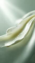 Extreme macro of shell grooves mimics smooth gel smears under ultra-clean lighting. The minimal palette and organic curves evoke a high-end skincare aesthetic.