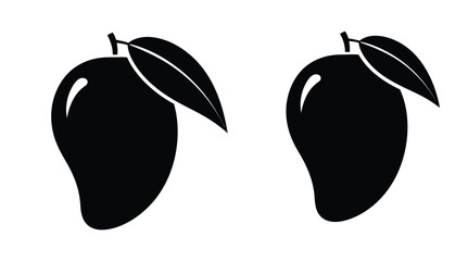 Two black mango shapes with leaves a striking silhouette © DS