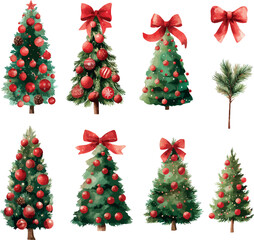 watercolour vector set of christmas trees