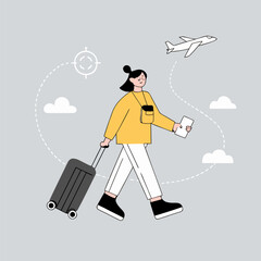 Happy Traveler with Suitcase Vector Illustration Design