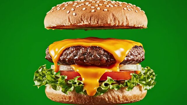 Delicious Cheeseburger with Melted Cheese and Fresh Lettuce.