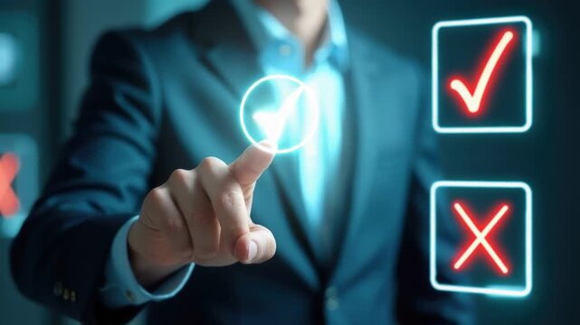 Video A person in a suit pressing a button