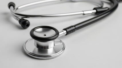 Stethoscope on a plain surface for medical examination and diagnosis purposes