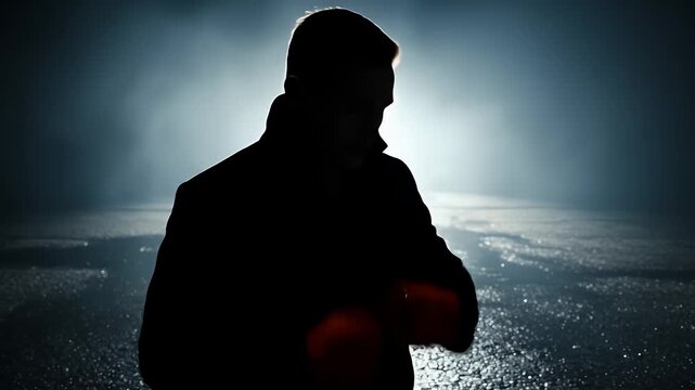 Mysterious Figure Silhouetted Against a Dramatic Background.