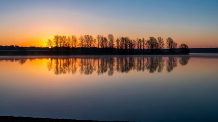 Fototapeta premium Sunset lake view