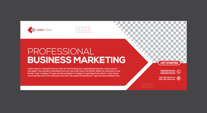 Professional Business Marketing Banner Design Template with Red and White Color Scheme