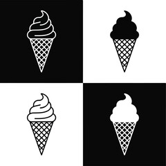 Ice Cream Cone Icons Set Colorful Flat Dessert Vector Collection