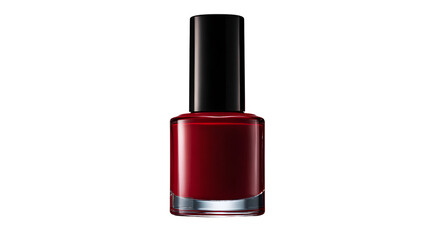 Obraz premium Vibrant red nail polish bottle isolated on white background