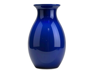  Angled Side View of Dark Blue Vase with Light Gradient Reflection, Contemporary Style, Isolated on Transparent Background