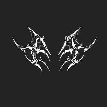 Ilustrasi vektor tato tribal untuk dekorasi tubuh dan kaos, dengan figur bergaya neo-tribal cybersigilisme. Vektor.