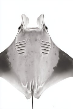 Manta raya vista inferior con branquias en fondo blanco, Fondo limpio de manta raya para publicidad de lujo y marcas premium, La majestuosidad de la manta raya un s&iacute;mbolo de la vida oce&aacute;nica