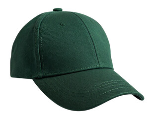 Dark Green Baseball Cap Front View with Curved Brim, Minimal Studio Style, Isolated on Transparent Background