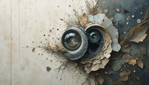 Antique Ornamental Stone Relief with Cracked Marble Texture, Ancient Architectural Detail Featuring Circular Mandala Carving on Weathered Wall Background, Vintage Ornate Stone Masonry Art