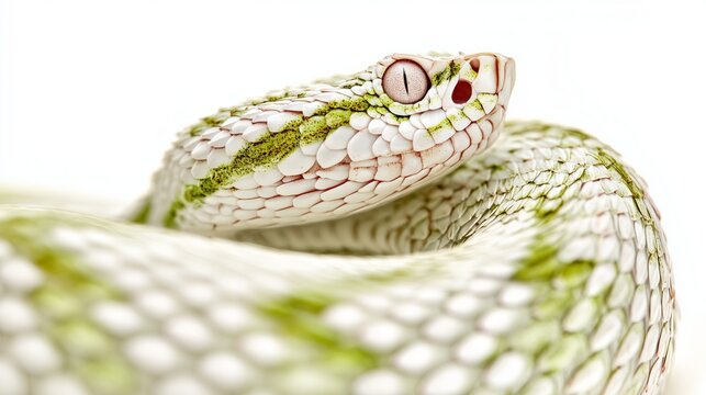 Serpiente cabeza primer plano escamas blancas y verdes, Fondo minimalista de serpiente para publicidad de marca premium, Detalle de serpiente ex&oacute;tica un animal de la naturaleza salvaje